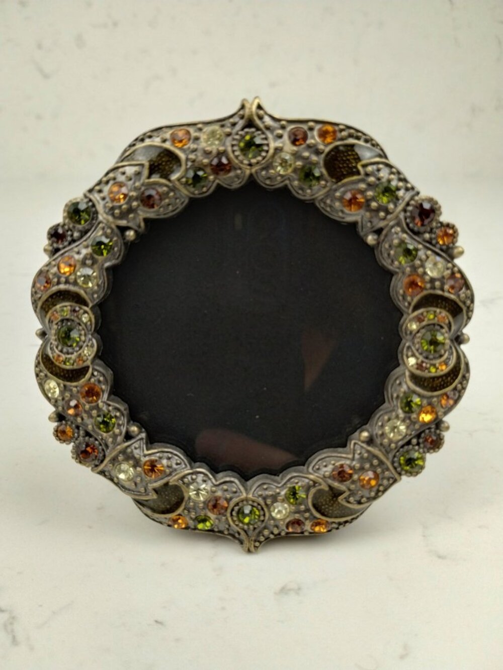 Z Gallerie Amber Gold Jeweled Round Photo Frame